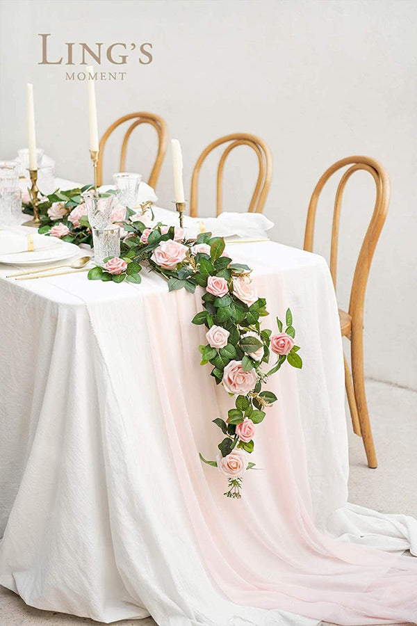 5FT Blush Pink Artificial Rose Flower Runner for Weddings and Events