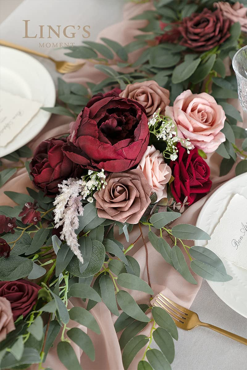 6FT Artificial Eucalyptus  Flower Wedding Garland - BurgundyDusty Rose