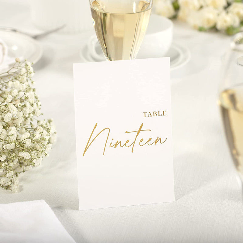Wedding Table Numbers - Gold Table Numbers for Wedding Reception - Table Number Cards - Table Wedding Number Cards - Table Numbers 1-30 - 4X6 Inches