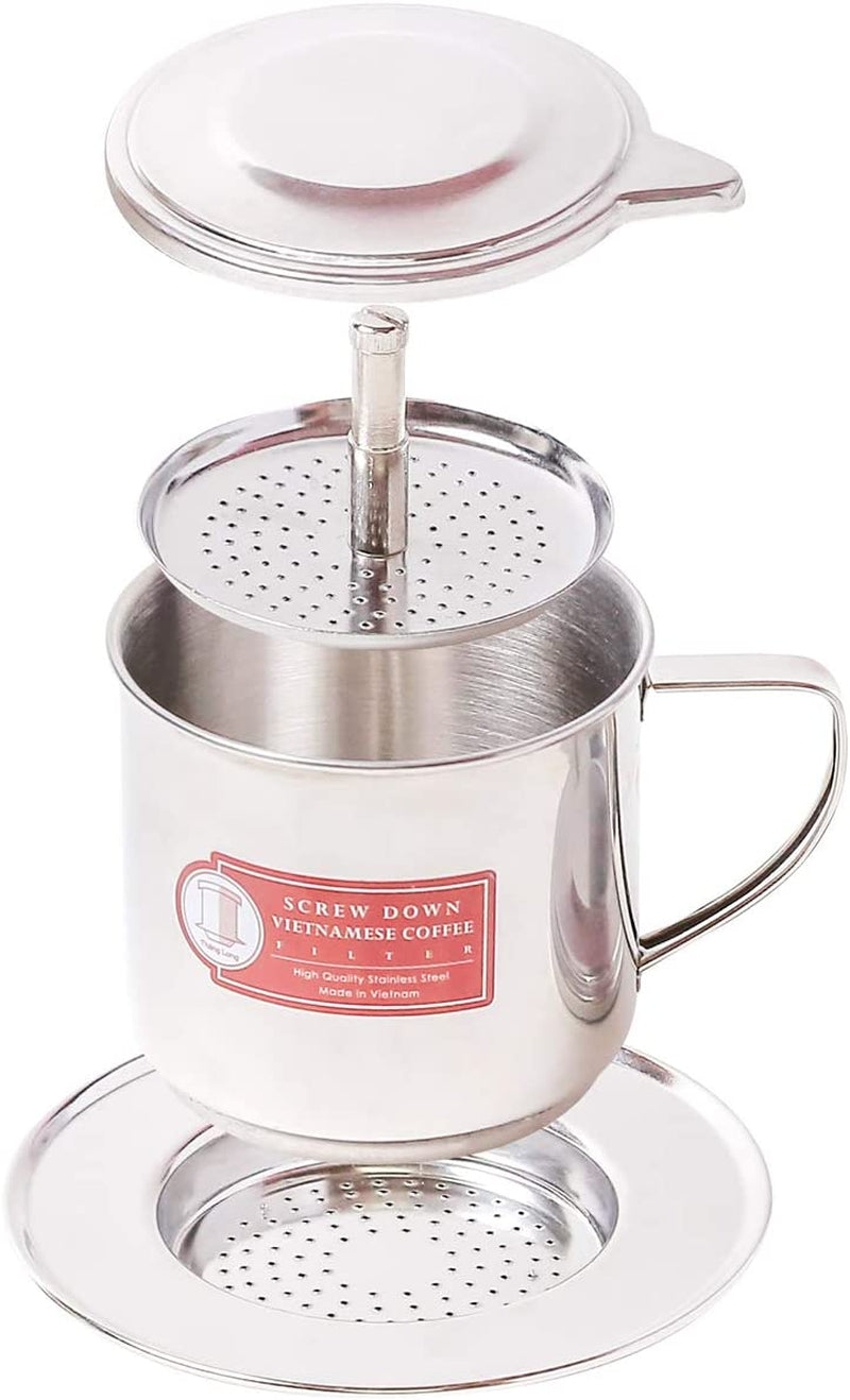 Thang Long Vietnamese Coffee Filter Maker Press. Screw Down Phin Made in Vietnam. Authentic (1, Medium (8 oz))