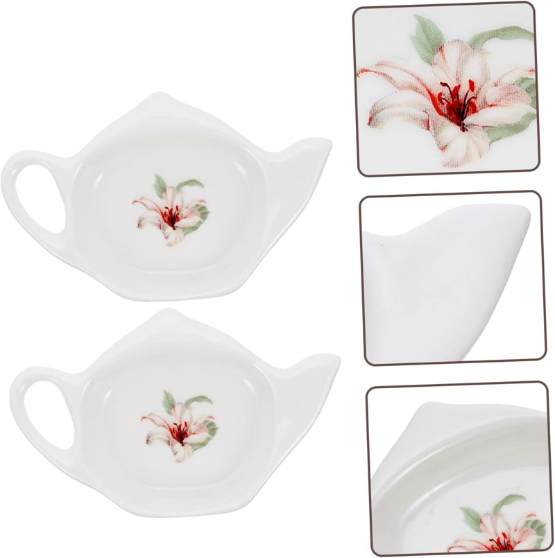 BRIGHTFUFU 2Pcs Tea Bag Saucer White Drawer Organizer Trim Tray Jewelry Accessories Teabag Container Tea Bag Organizer Sauce Dish Tea Bag Coaster Tray Tea Bag Holders Teabag Storage Plates