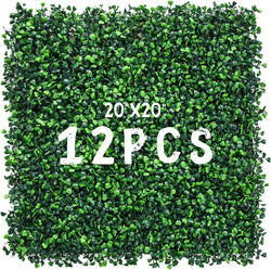 Artificial Boxwood Hedge Panels - 12 Pieces 20 x 20 with 400 Stitches - UV Stable for IndoorOutdoor Decor and Garden Fence