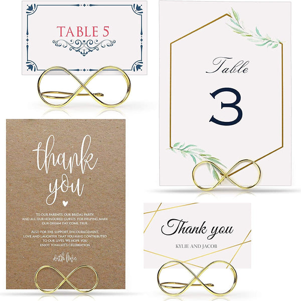Pullan Table Number Holder Stands 12 Pack - Wedding Seating Labels Placecard Clips | Name Setting Place Card Holders | Photo Picture Cards Display Stand for Party | Reserved Sign Numbers 2.6 Inch Gold