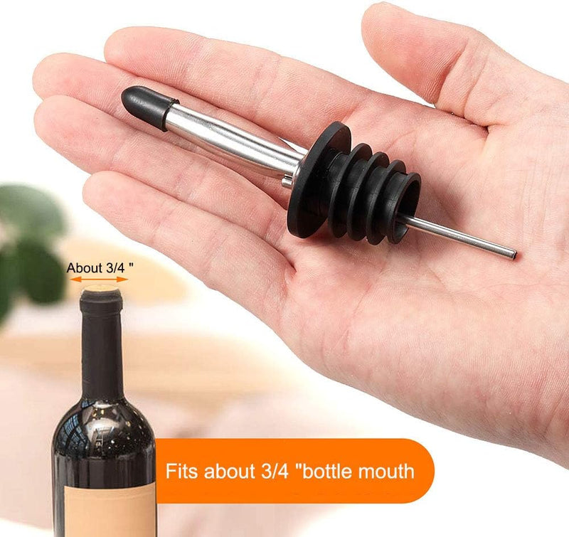 2PCS Stainless Steel Pourers, BALTRE Speed Wine Bottle Pourer, Olive Oil and Vinegar Tapered Stopper Spout, Suitable for About 3/4" Bottle Mouth, with Sealed Dust Caps