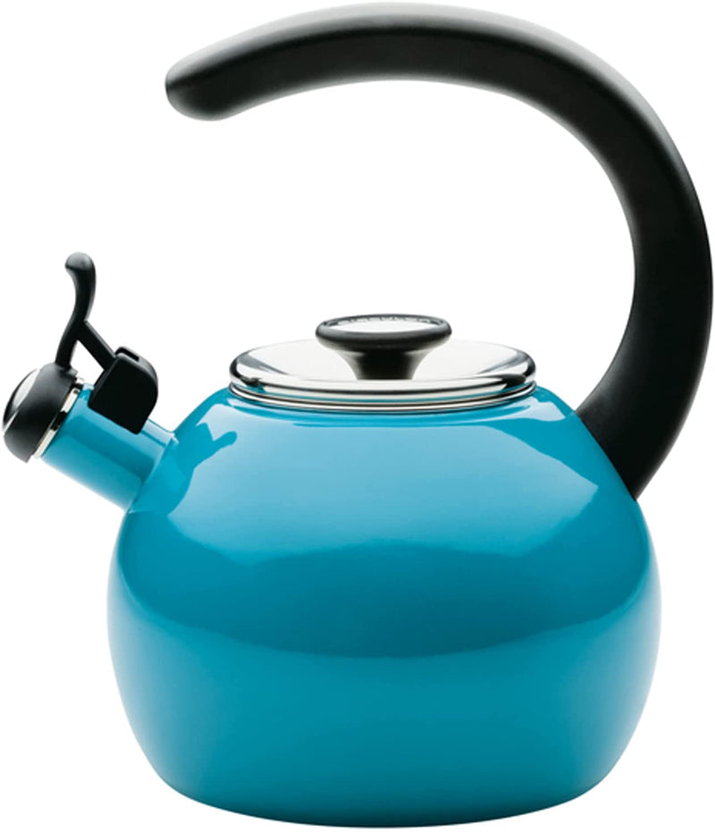 Circulon Enamel on Steel Whistling Teakettle/Teapot With Flip-Up Spout, 2 Quart - Navy