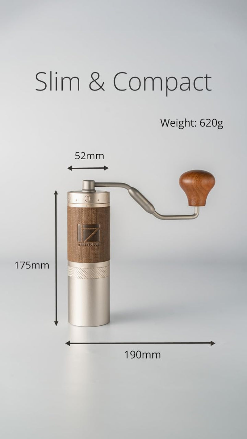 1Zpresso X-Pro S Manual Coffee Grinder Capacity 30g with Silm body, Assembly Stainless Steel Conical Burr - Numerical External Setting, Portable Mill Faster Grind Efficiency to Coarse for Filter