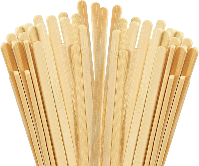 100pcs Bamboo Coffee Stirrers Individually Wrapped, 5.5 Inch Disposable Wood Swizzle Stick Beverage Mixer, Eco Friendly Long Wood Stir Sticks for Mixing Cocktail Hot Chocolate Drinking Tea