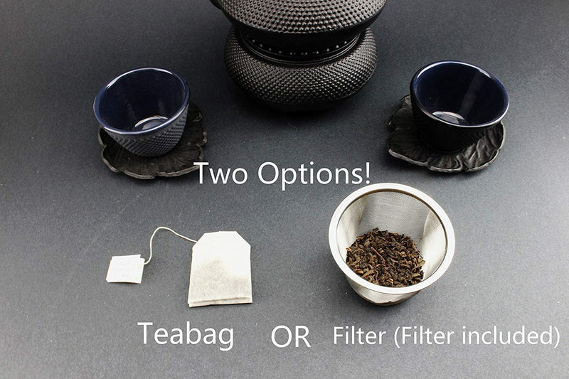 急須きゅうす Hobnail Iron Teapot Set - Japanese Antique 24 Fl Oz Small Dot Cast Iron Teapot Tetsubin with Infuser, 2 Cups with Saucers and Teapot Warmer, Birthday gift idea for gift price $120