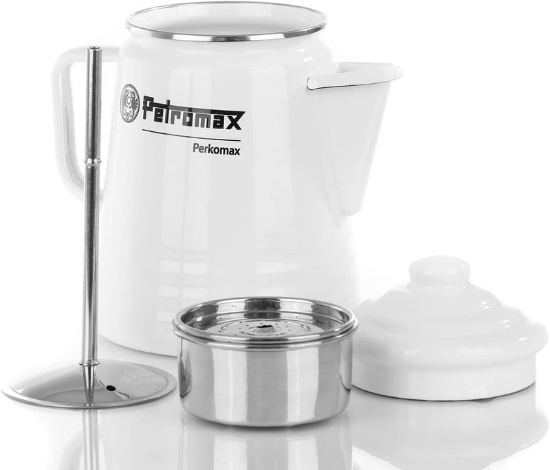Petromax Tea and Coffee Percolator, Use Indoor/Outdoors for Home Kitchen or Campfire, Enameled Steel Coffee and Tea Pot Brews to your Taste, 5-6 Cup Capacity, Black