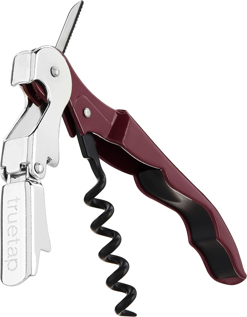 True TrueTap Double Hinged Waiter’s Corkscrew, Matte Black Wine Bottle Opener with Foil Cutter, Wine Key