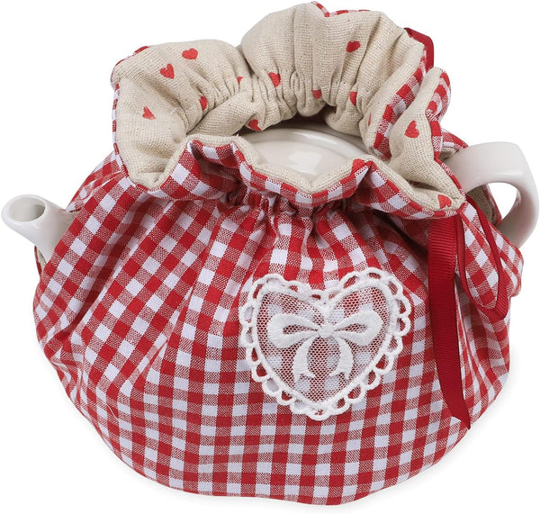Tea Cosy,Creative Kitchen Tea Pot Dust Cover,Teapot Cozy Breakfast Warmer,Tea Pot Cover Insulation and Keep Warm,Tea Kettle Quilt for Home Kitchen Table Hotel Tea Party Restaurant (Red)