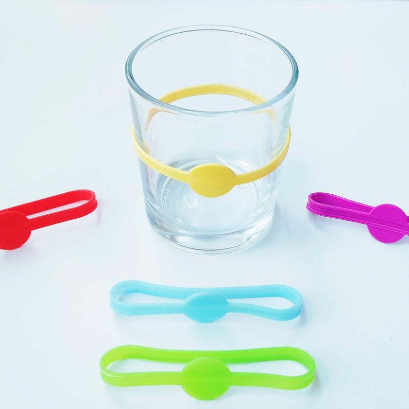 YFLife Drink Markers Silicone 24pcs, Wine Glass Charms for Party Glasses Cups Cans Dentification, Glass Markers for Drinks, Strip Tag Marker for Beer Bottle Mug Jar, Cocktail Party Solution