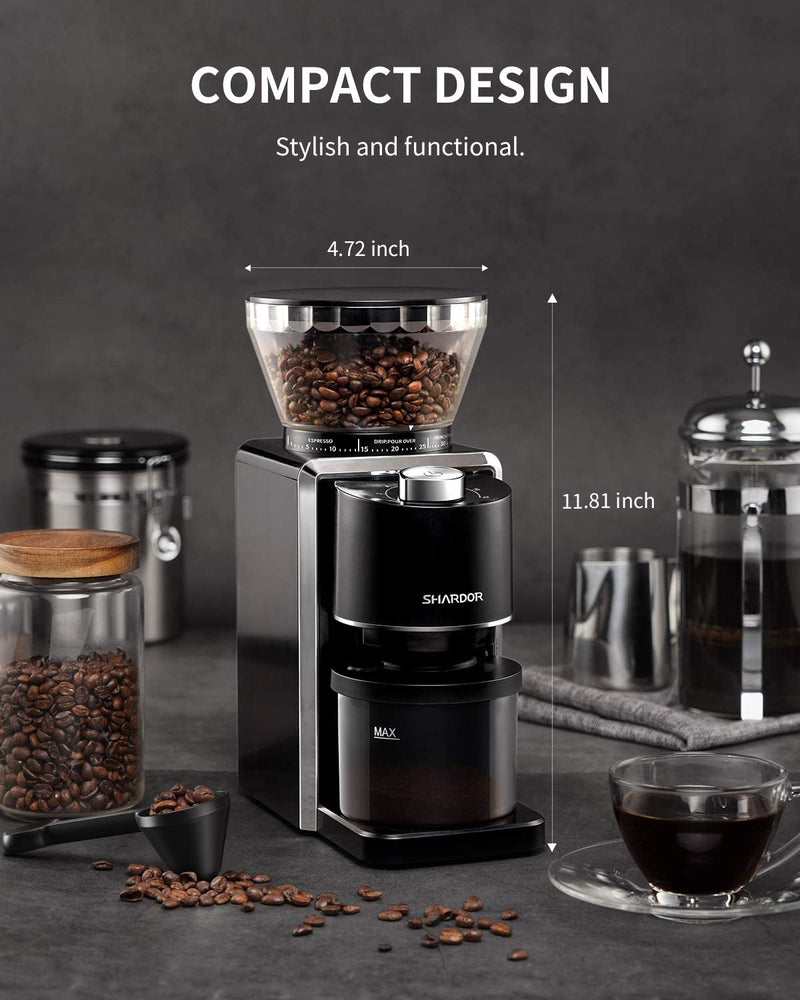 SHARDOR Conical Burr Coffee Grinder Electric 2.0, Adjustable Coffee Bean Grinder with 35 Precise Grind Setting for 2-12 Cup, Black