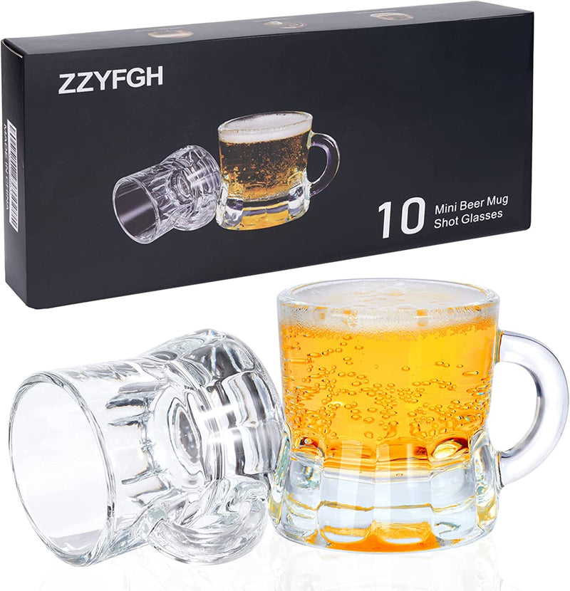 ZZYFGH Shot Glasses with Handle, Mini Heavy Base Clear Beer Mugs, 1.8 Ounce, Set of 6 for Whiskey, Tequila, Vodka, Great for Father, Husband, Birthday or Friend Party Present