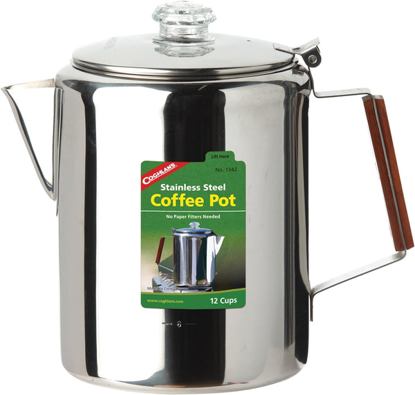 Coghlan's 12-Cup Stainless Steel Coffee Pot, Silver