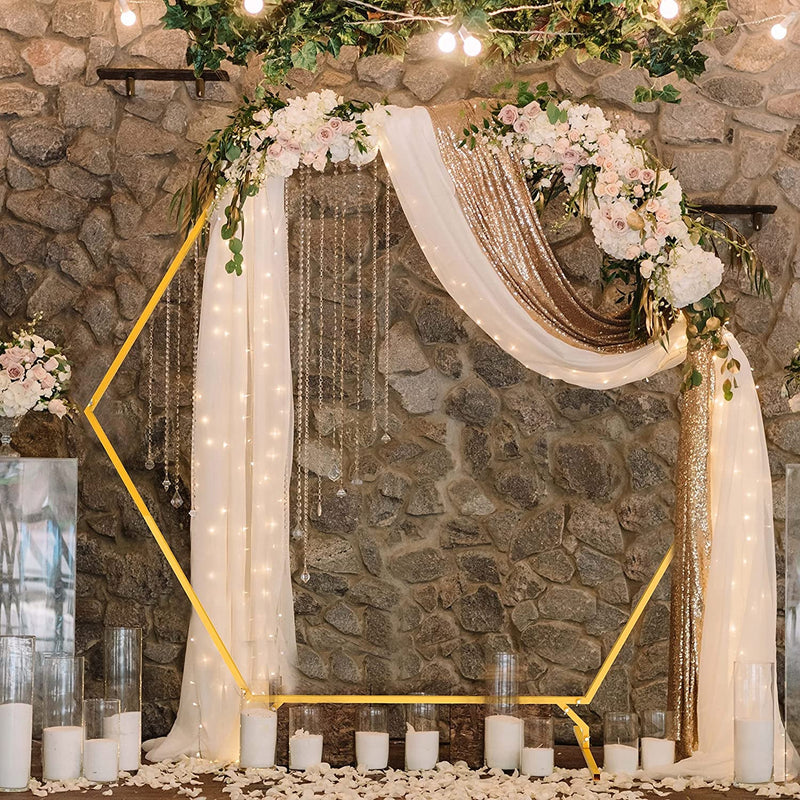 Gold Hexagon Wedding Arch - IndoorOutdoor Decor 65ft