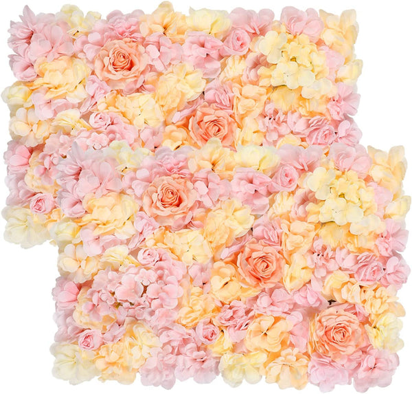 Silk Flower Backdrop Panels - 2 Pack 16x24 Champagne Pink Wedding Party Home Decor