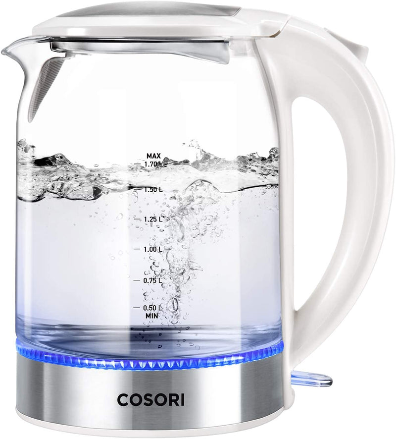 COSORI Speed-Boil Electric Tea Kettle, 1.7L Hot Water Kettle (BPA Free) 1500W Auto Shut-Off & Boil-Dry Protection, LED Indicator Inner Lid & Bottom, Transparent