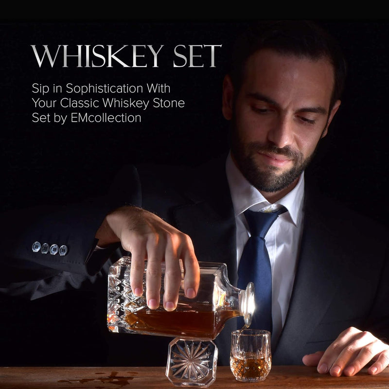 EMCOLLECTION Whiskey Glasses Gifts Set for Men | Wisky Stones Gift set | Bourbon Glass | Bar Accessories | Rocks Glasses (Whiskey Set of 2 Small Glass)