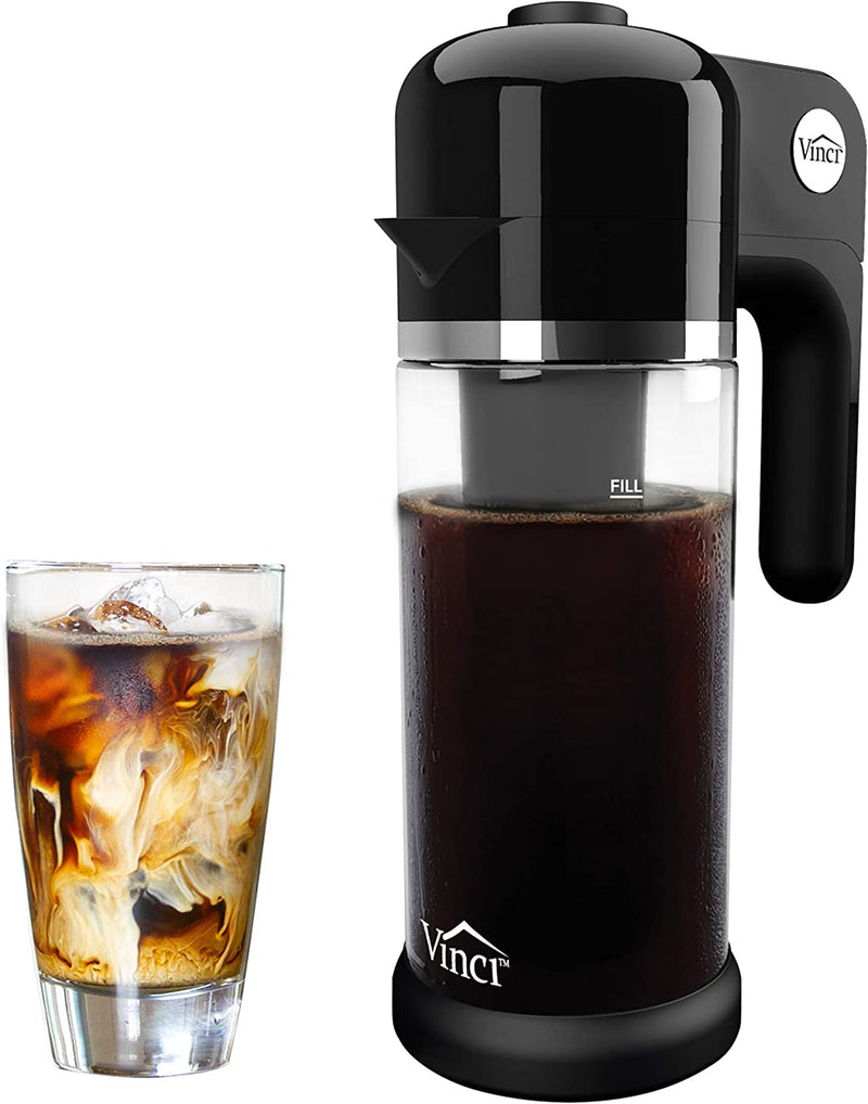 VINCI Express Cold Brew Patented Electric Coffee Maker in 5 Minutes, 4 Brew Strength Settings & Cleaning Cycle, Easy to Use & Clean, Glass Carafe, 1.1 Liter (37 Fl Ounces)