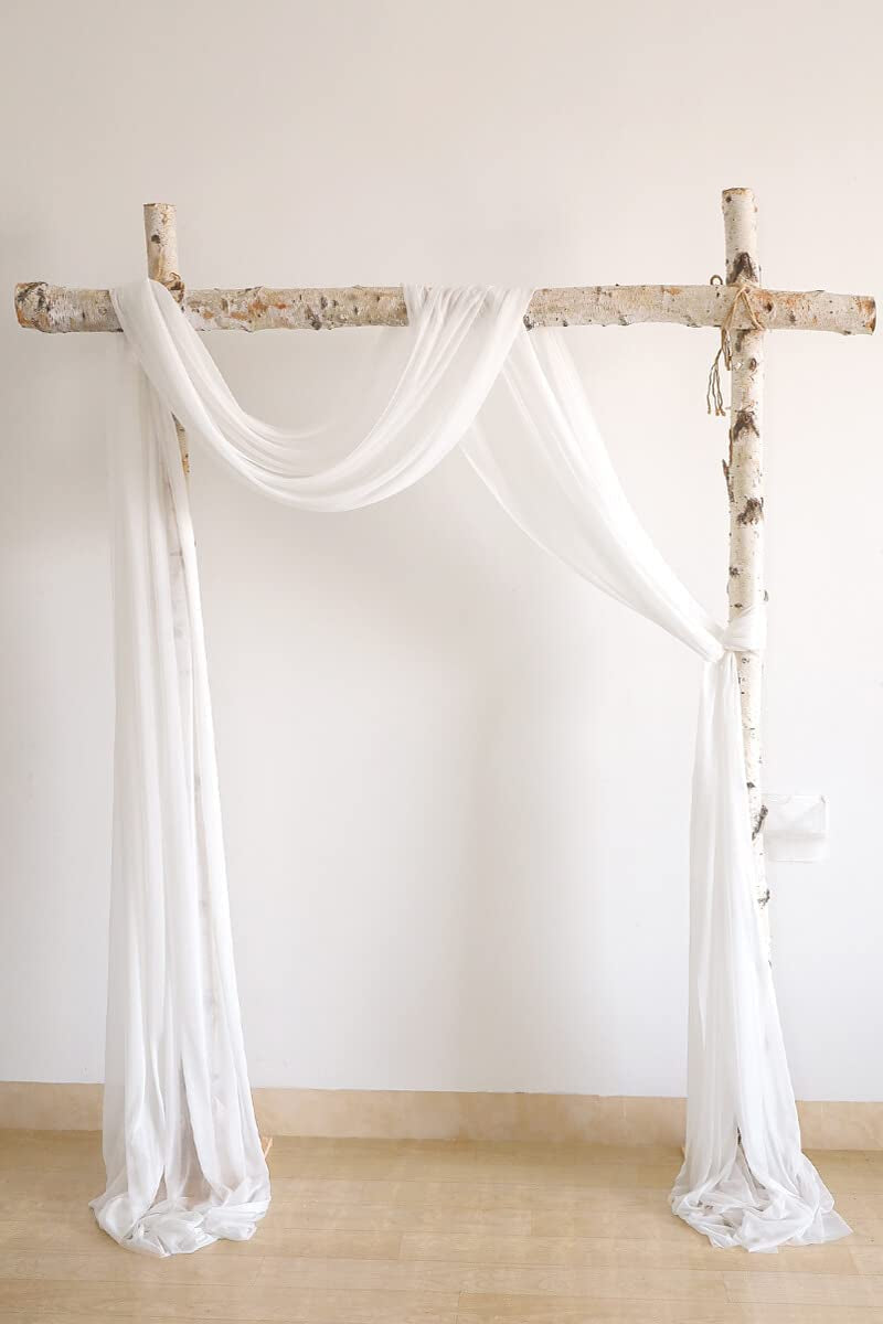 Wide Chiffon Sheer Runner - White 2 Panels 30 x 6 Yards - Wedding Party Bridal Shower Decor
