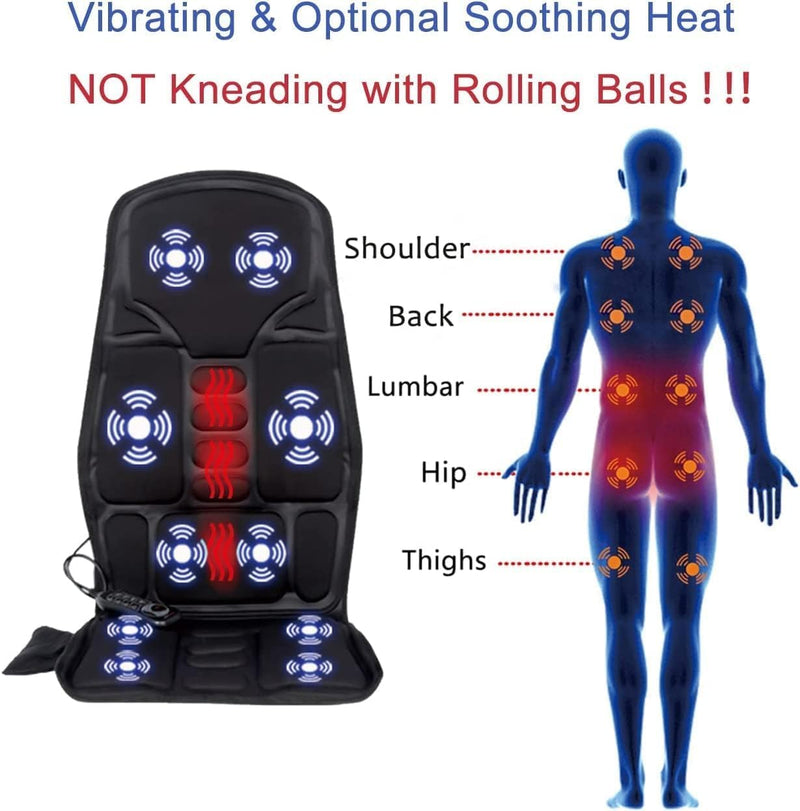 Vibrating-Back-Massager with Heat, Massage-Chair-Pad, Seat Massager Cushion with 10 Vibration Nodes to Release Stress and Fatigue for Home Office Use