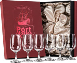 GLASSIQUE CADEAU Port and Dessert Wine, Sherry, Cordial, Aperitif Tasting Glasses | Set of 6 Small Crystal 7 oz Sippers | Mini Short Stem Nosing Taster Copitas