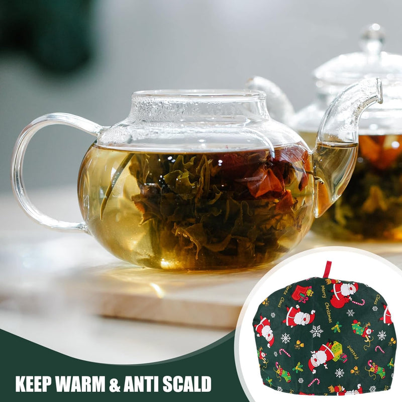 Ciieeo Cotton Tea Cosy for Teapot Christmas Theme Warm Tea Pot Cover Insulated Kettle Cover Warmer Winter Tea Pot Cosy for Home Kitchen Table Decor