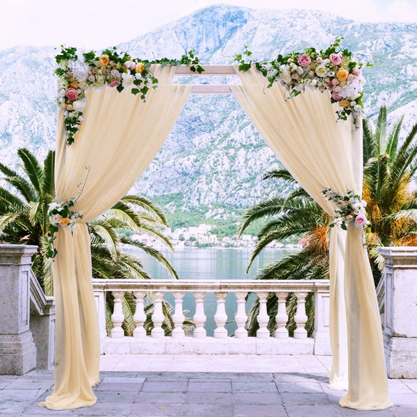 Champagne Wedding Arch Backdrop Curtain - Tulle Drapes for Party Decor