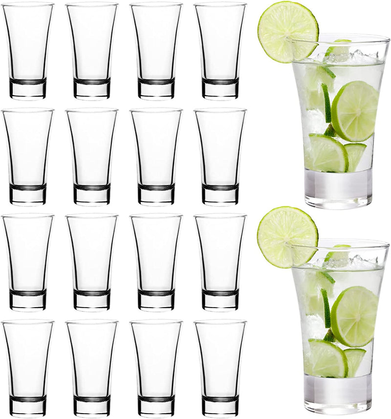 TAOUNOA 18PCS 2 oz Shot Glass Set Clear Bulk with Heavy Base Mini Shot Glasses Small Glass Cup for Tequila Vodka Whiskey Liquor Cordial