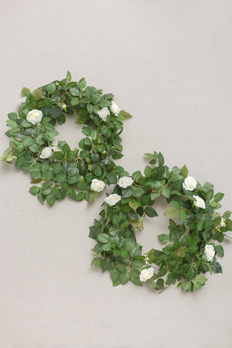 65ft Greenery Garland with Mini Roses - Ivory