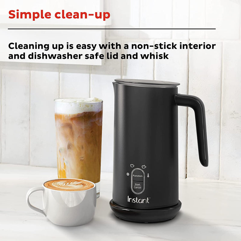 Instant Pot Milk Frother, 4-in-1 Electric Milk Steamer, 10oz/295ml Automatic Hot and Cold Foam Maker and Milk Warmer for Latte, Cappuccinos, Macchiato, From the Makers of Instant 500W, Black