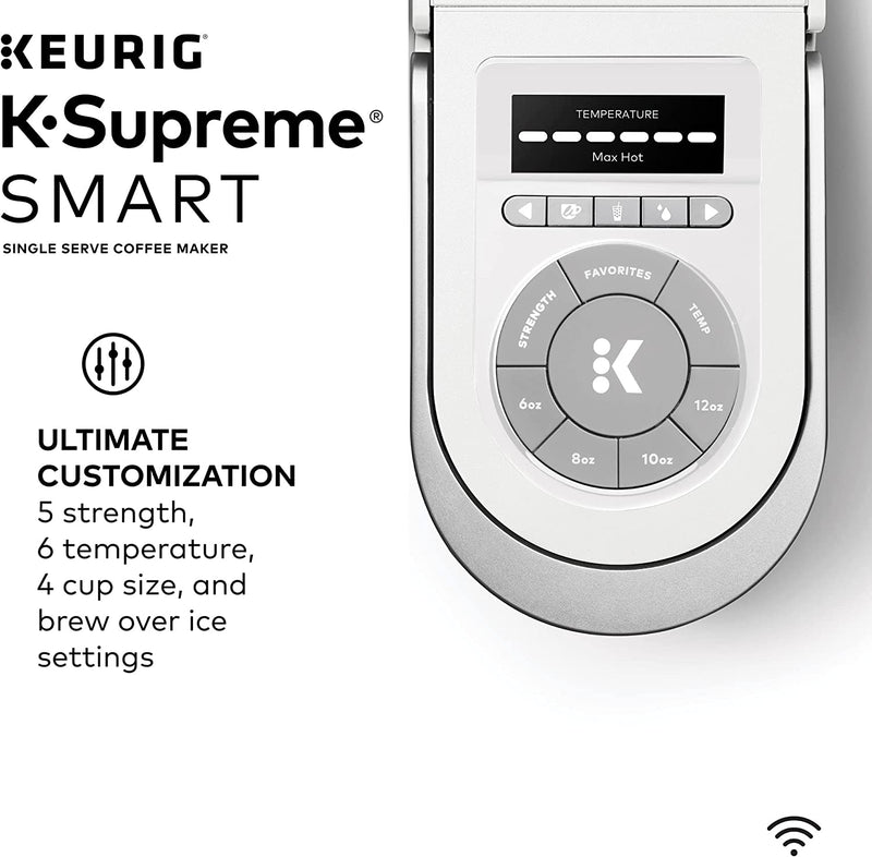 Keurig K-Supreme SMART Coffee Maker, MultiStream Technology, Brews 6-12oz Cup Sizes, White