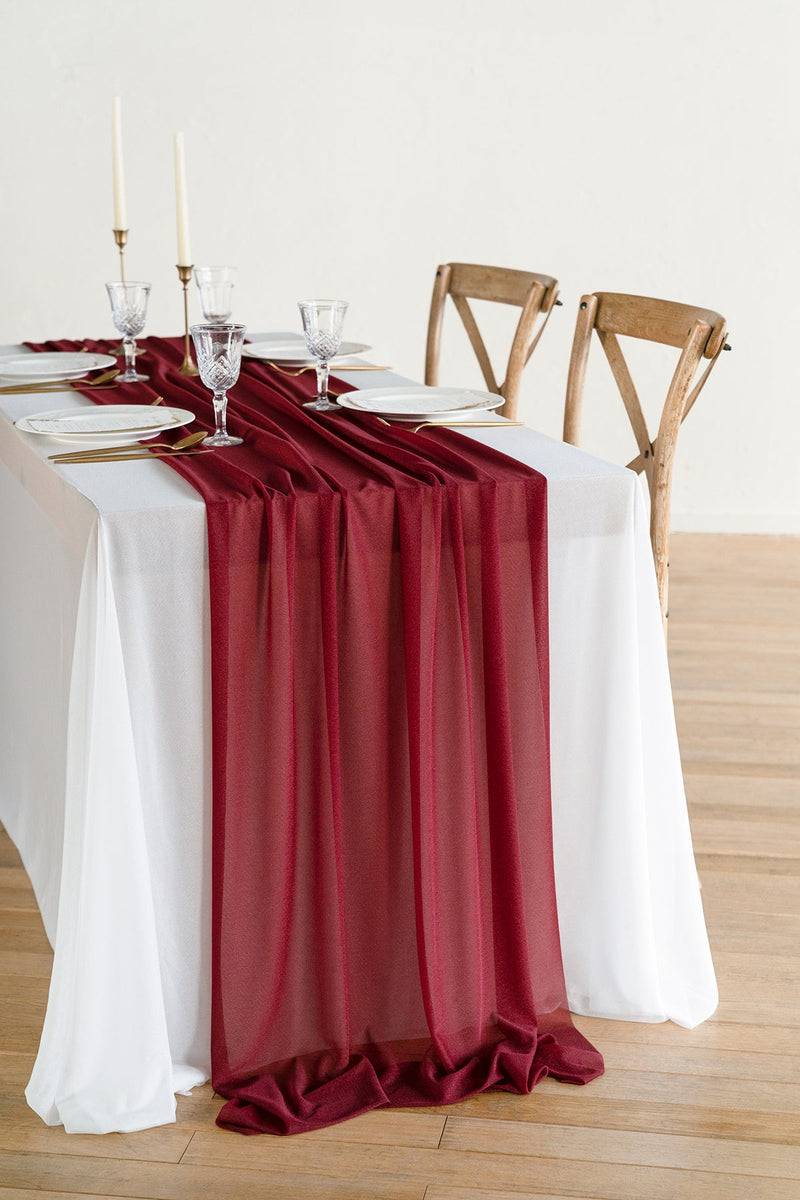Burgundy  Navy Table Linens