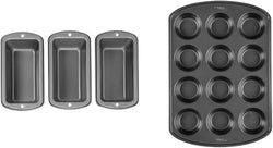 Wilton Recipe Right Non-Stick Mini Loaf Pan Set, 3-Piece, Steel