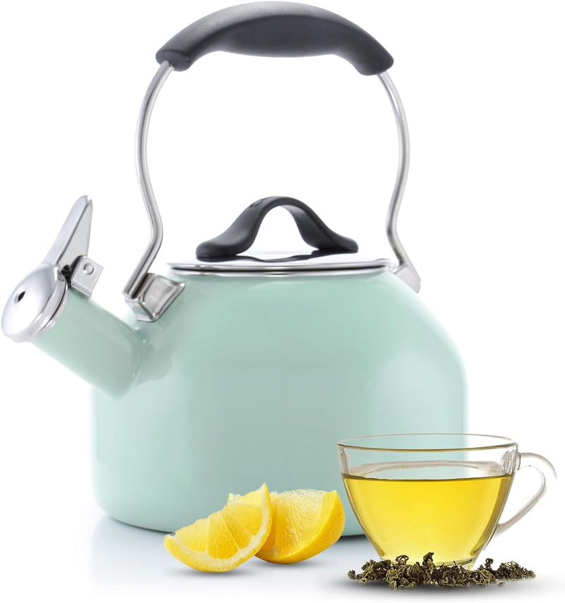 Chantal 1.8 QT Kettle, Oolong Series, Premium Enamel on Carbon Steel, Whistling, Even Heating & Quick Boil (Marigold)