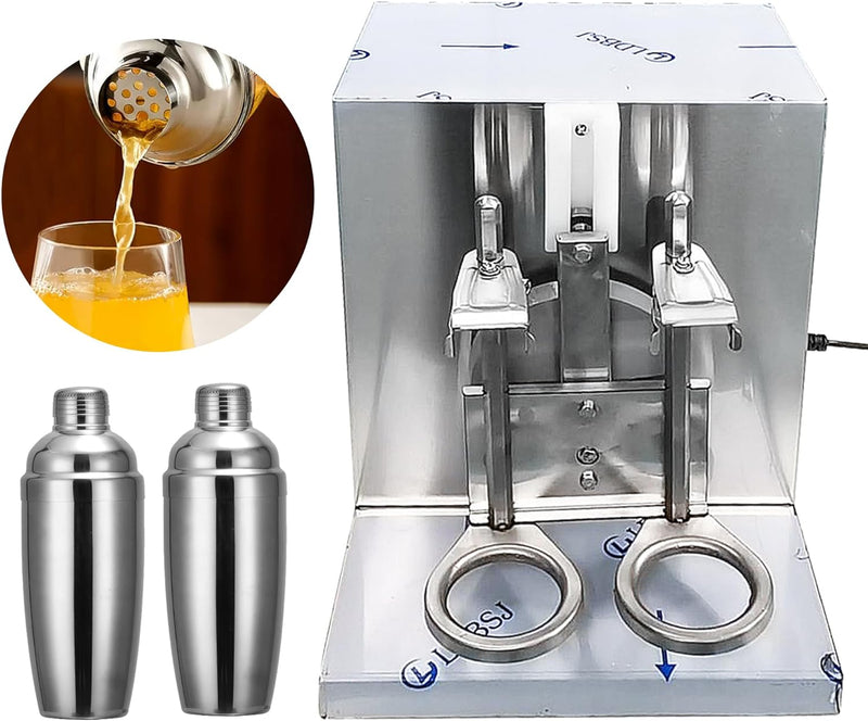 Yovtekc Double Frame Bubble Tea Shaker Machine Beverage, Milk Shaking Machine Bubble Tea Shaking Machine， Boba Bottle Shaking Machine， Stainless Steel Double-Cup Drink Mixer