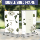 Silver Picture Frames Double Sided - 6 Pack - 5X7 Acrylic Silver Table Number Holders, Clear Easel Table Stands for Signs, Silver Frames for Wedding Table Numbers, Menu Holder, Photo Frame