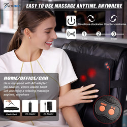 WOQQW Back Massager, Shiatsu Neck and Back Massager, Deeper Tissue Kneading Massage Pillow with Heat for Shoulders,Waist,Legs,Foot, Body Relieve Muscle Pain - Best Gift for Women/Men/Dad/Mom