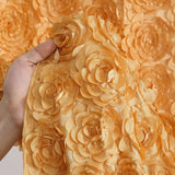Gold Rosette Tablecloth 3D Satin Rectangle Table Cloth 60X102 Inch for Wedding Baby Shower Party Outdoor Ceremony Floral Table Cover