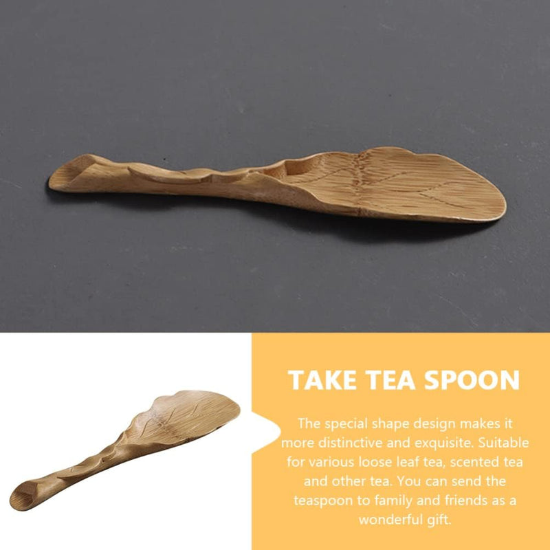 VOSAREA Chinese Tea Set Chinese Tea Set Bamboos Tea Leaf Shaped Chinese Kung Fu Tea Scoop Shovel Fittings for Jam Condiments Seasoning Mustard Ice Cream Bulk Bulk