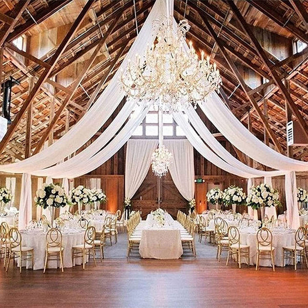White Chiffon Ceiling Drapes for Weddings  Parties
