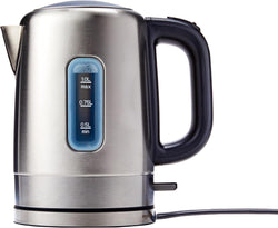 Amazon Basics Electric Glass and Steel Hot Tea Water Kettle, 1.7-Liter, Black and Sliver