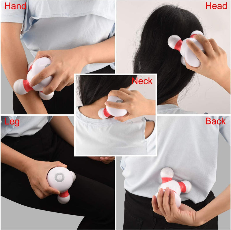 cotsoco Handheld Massager Mini Portable Vibrating Body Massager with LED Light for Hand Head Neck Back Legs Arms Pain Release, Battery Operated, Easy Hand Grip