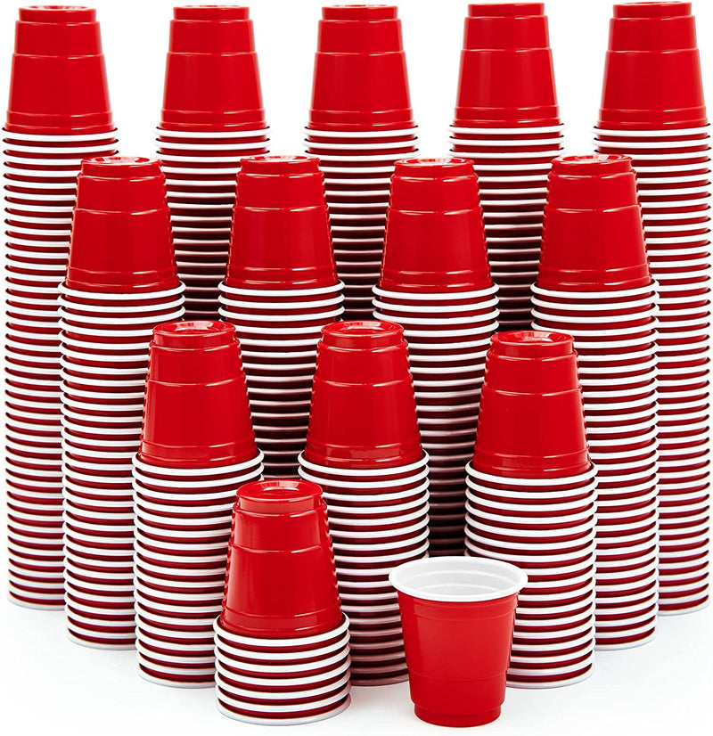 Lilymicky 300 PACK 2 oz Plastic Shot Glasses, Red Disposable Shot Cups, Mini Red Shot Cups, 2 oz Party Cups for Christmas Party