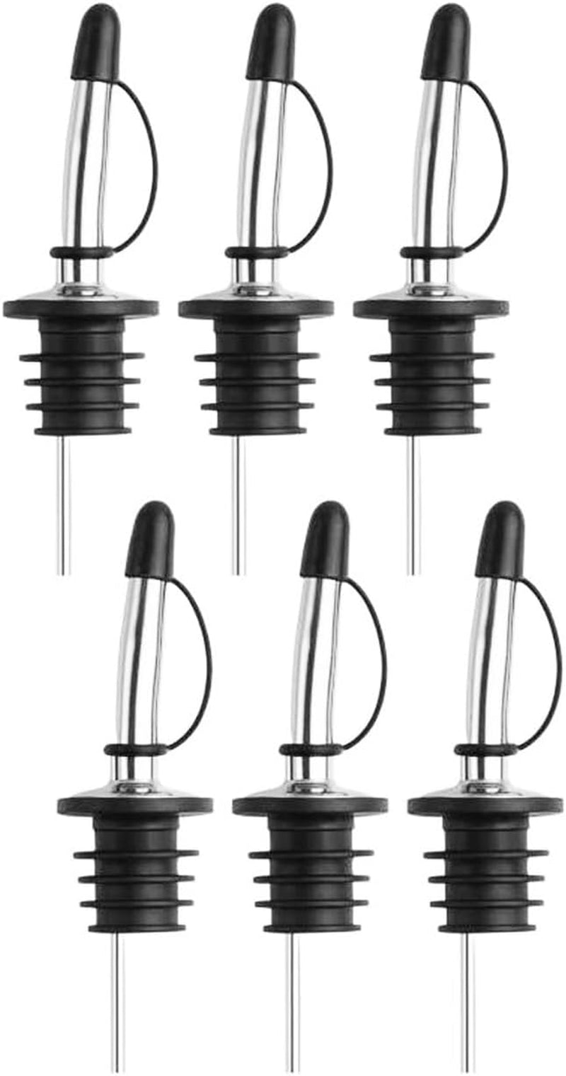 12-Pack Premium Stainless Steel Classic Tapered Spout Bottle Pourers with Rubber Dust Caps - Ideal for Standard Sized Liquor, Wine, Coffee, Syrup, Vinegar, Snow Cone and Olive Oil Bottles