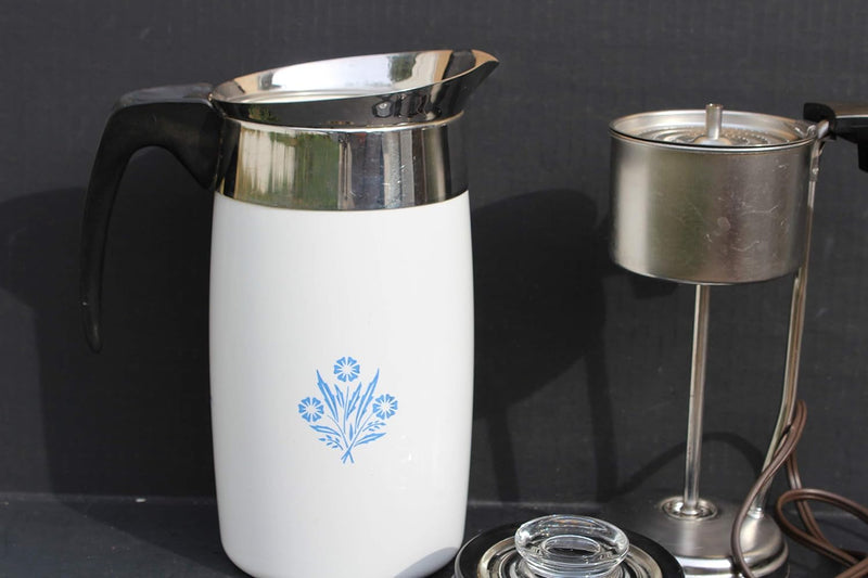 Corning Ware Blue Cornflower 10 Cup Electric Coffee Pot Maker Percolator with Cord