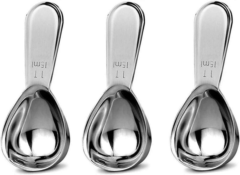 Jasni Stainless Steel 1 Tablespoon Measuring Coffee Scoop Spoon, Set of 3