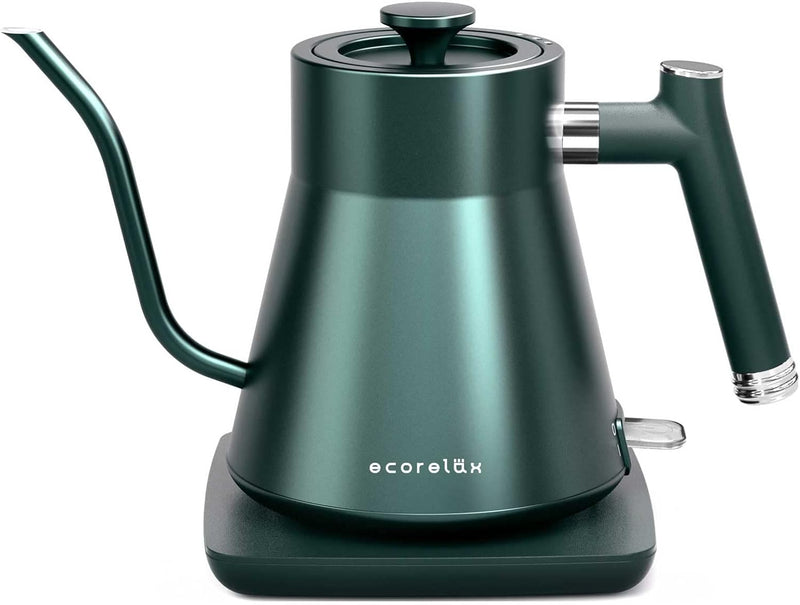 ECORELAX Gooseneck Electric Kettle, Pour Over Coffee and Tea Kettle, 100% Stainless Steel Inner with Leak Proof Design, 1200W Rapid Heating, Strix Boil-Dry Protection, 0.8L, Matte White