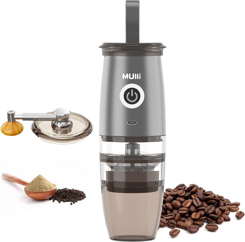 Mulli Portable Burr Coffee Grinder,Electric/Manual 2-in-1 Cafe Grind, Adjustable Burr Mill with 5 Precise Grind Setting for Drip/Espresso/PourOver and More